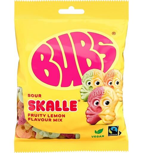 Bubs Sour Skalle Fruity Lemon Mix 90g 1x16