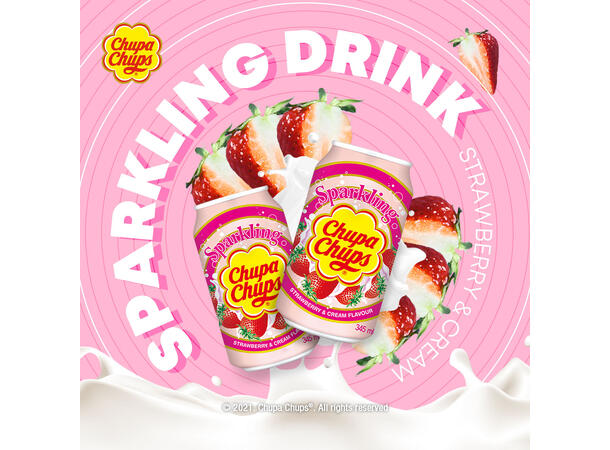 Chupa Chups Sparkling Strawberry & Cream 345ml 1x24 