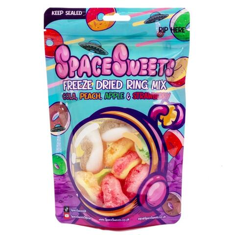 Space Sweets Freeze Dried Mixed Fruit Rings Pouch 50g 1X12