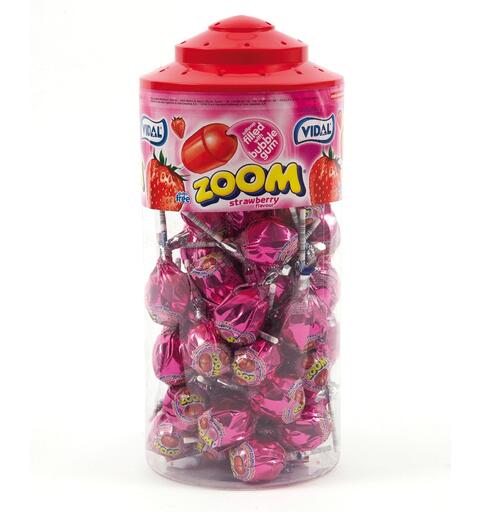 VIDAL MEGA ZOOM STRAWBERRY LOLLIPOPS JAR 1x50 26 g