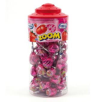 VIDAL MEGA ZOOM STRAWBERRY LOLLIPOPS JAR 1x50 26 g