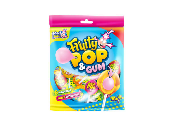 Fruity Pop & Gum Lolly Bag 16gx18 1x24 