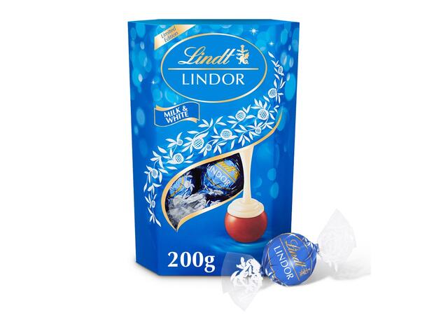 LINDT LINDOR MILK & WHITE 200G 1x8 