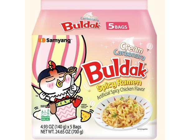Samyang hot chicken flavor dried ramen creamy carbonara 140 g x 5 pcs 8 display 
