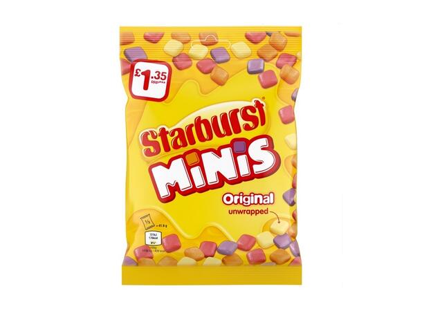 Starburst Minis Vegan Chewy sweets Fruit Bag 125g 1x12 