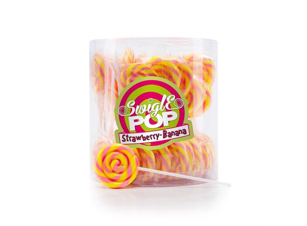 Swigle Pops Banana Strawberry 50 pieces in drum 