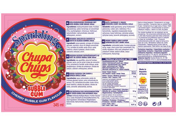 CHUPA CHUPS CHERRY BUBBLEGUM 1X24 345ML 