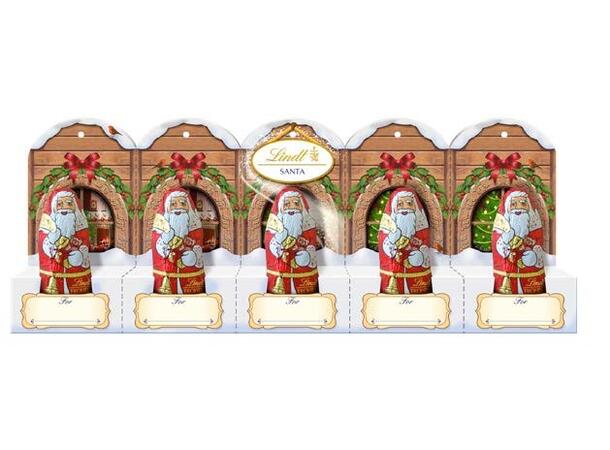 LINDT SANTA PERFORATED 5 PACK 50G 1x20 