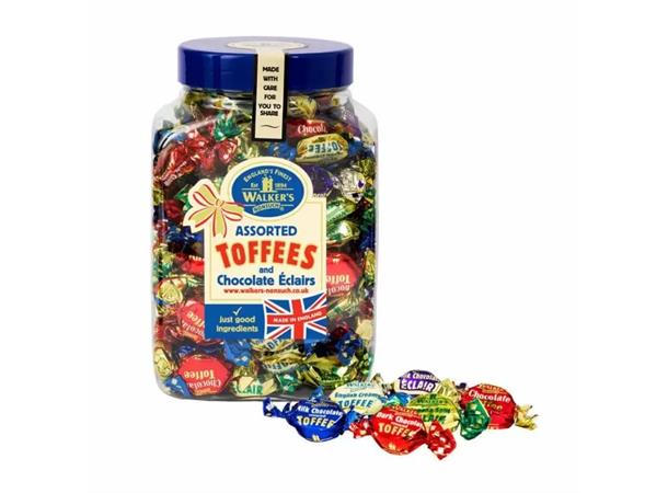 WALKERS NONSUCH ASSORTED TOFFEE & ECLAIRS JAR 1.25KG 1x12 