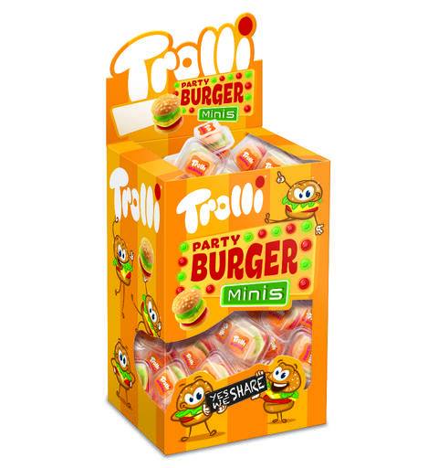 TROLLI Party Burger display 1x80stk Ikke strekkode p&#229; single burgere