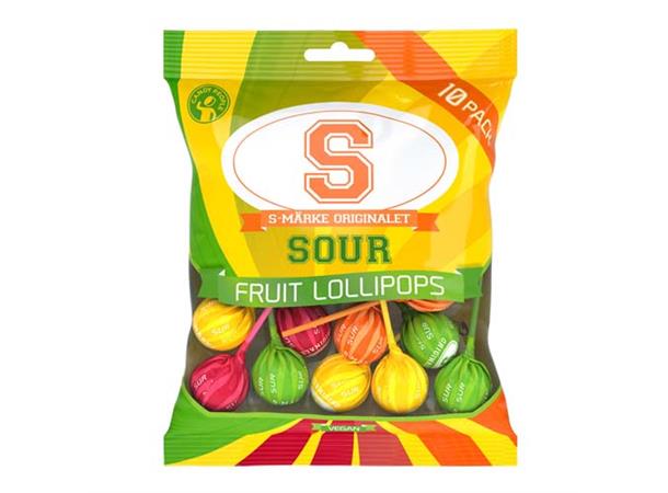 S-MÄRKE SOUR FRUIT LOLLIES 10-P 130G 12 ST 