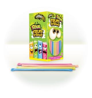 Johny Bee Sour Fruit Straws 1x250 3g Uten strekkode på produkt